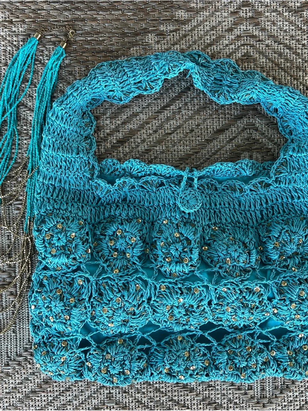 Turquoise and Gold Multi-Strand Statement Necklace - Picture 5 of 6
